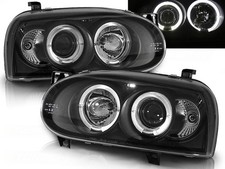 fari per VW GOLF 3 1991 1992 1993 1994 1995 1996 1997 angel eyes nero LHD