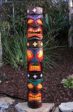 Tiki Totem Maschera Legno Tribale Tropicale Bar Patio Decorazione 39" x 6"