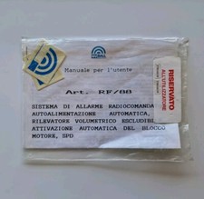 SpyBall RF/88 Manuale Adesivi Allarme Auto Vintage