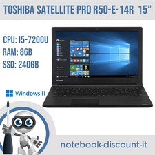 Portatile TOSHIBA SATELLITE PRO R50-E-14R Cpu i5-7200u Ram 8gb SSD 240gb W11P15"