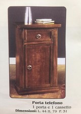 PORTA TELEFONO IN LEGNO NOCE A 1 PORTA E 1 CASSETTO ARREDO CASA