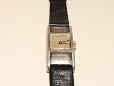 OROLOGIO SVIZZERO VINTAGE WW2 RARO TANK ARGENTO MASSICCIO 17,5mm UOMO DONNA "MARVIN" 15J