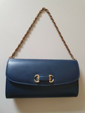 Borsa donna pochette con catenella colore Blu con fibbia senza marca