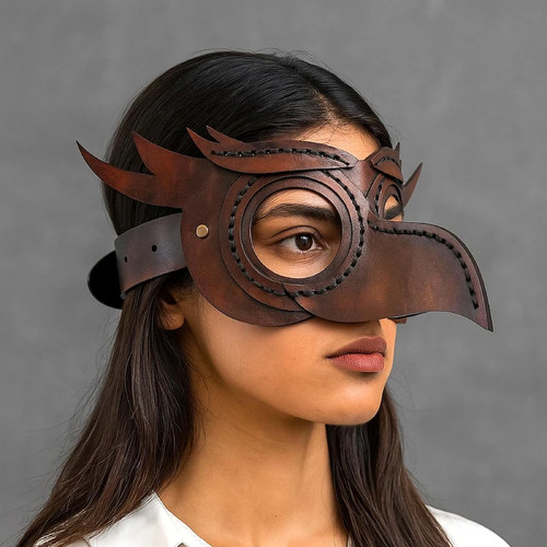 Maschera gufo pelle fatta a - in,