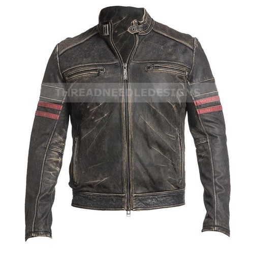 Giacca pelle uomo - cafe, racer