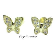 Orecchini  Argento 925 A LOBO Farfalla Con Zircone-Dorato ORECCHINI PER BAMBINA