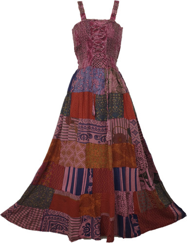 Maxi abito patchwork corsetto - maxi,