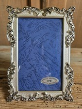 1955 Cornice Portafoto Bronzo Argentato Vetro Bombato Foto Quadro Stampa 