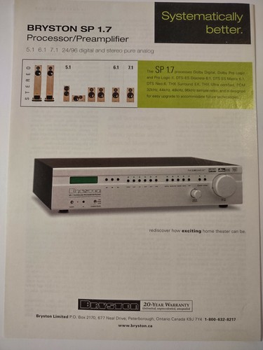 Preamplificatore bryston 17 - preamplificatore, sp