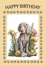 WEIMARANER PUPPY & FLOWERS