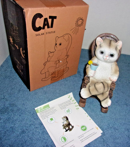 Piccolo gatto solare statua - piccolo,