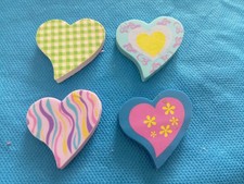 x4 GOMME GOMMINE da COLLEZIONE Vintage ERASER Anni '80s CUORI CUORICINI COLORATI