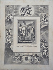 Antica Stampa Carattoni Francesco Stazione IV Via Crucis Gesù Madre Epoca '700