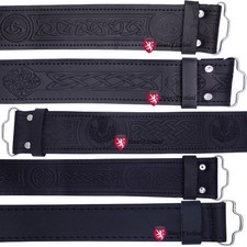 Cintura kilt in pelle scozzese da uomo cardo celtico in rilievo cinture regolabili