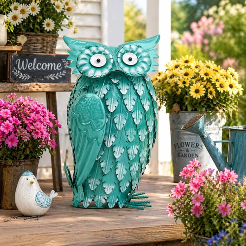 Statua gufo metallo - in, 14"