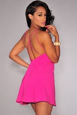 Mini Abito nudo aperto gonna top stringhe Nude open Strappy Halter Skater Dress