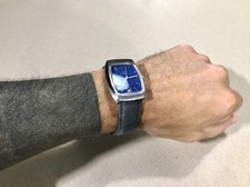 1970 Pryngeps Milano ETA 2782 automatic tank rectangular vintage 70's blue dial