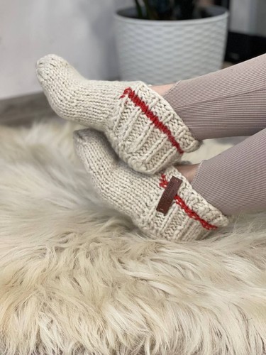 Pantofole lana lavorate a - pantofole,