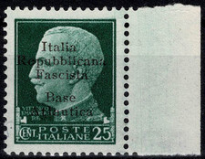 1943 EMISSIONI LOCALI BASE ATLANTICA 25 C. VERDE N. 9g - SENZA GOMMA MF109585