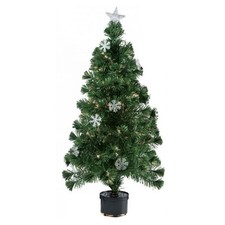 ALBERO DI NATALE FIBRA OTTICA SNOW 120CM 140 PUNTE 18 FIOCCHI DI NEVE VERDE