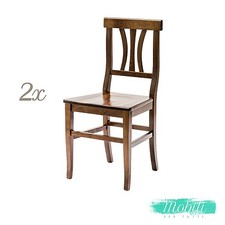 Sedia Arte Povera Seduta Legno Massello Color NOCE - 2 pezzi Spedizione GRATIS