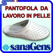 PANTOFOLE PANTOFOLA DA LAVORO SANAGENS CIABATTE PELLE BIANCO PLANTARE