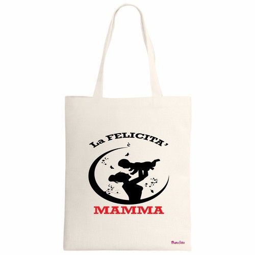 Borsa ecru 34x39 scritta - borsa, la