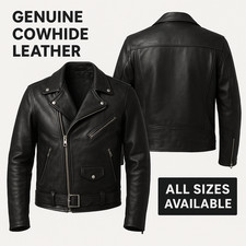 Giacca Uomo Vera Pelle di Vacchetta - Giacca Motociclista Classica