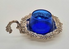 Saliera Argento E Vetro Blu