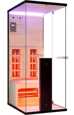 SAUNA INFRAROSSI 110X80 CM FINLANDESE-  PC USB BLUETOOTH OZONO STRISCIA LED RGB