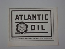 advertising Pubblicità 1935 OLIO ATLANTIC OIL - EMILIO FOLTZER , GENOVA
