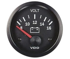 STRUMENTO MANOMETRO VOLTMETRO 332010003K VDO CAMPO DI MISURA 8-16 - Ø 52MM