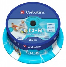 Confezione 50x VERBATIM CD-R AZO 700MB 52X Wide ID stampabile 43439