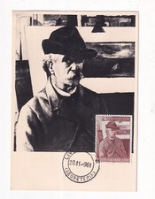 GIOVANNI FATTORI 1961 - CARTOLINA COMMEMORATIVA CON FRANCOBOLLO E ANNULLO