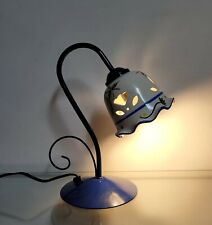 LAMPADA PORCELLANA TRAFORATA  LIMONI  BLU CLASSICA  TAVOLO LUME VINTAGE MODERNO 