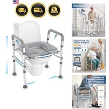 Rialzo Sedile WC Anziani Altezza Regolabile Larghezza Maniglie Supporto fino a 400lb