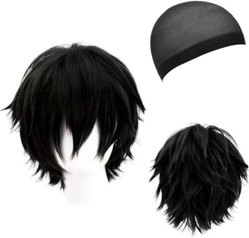 Anime parrucca nero sintetico - parrucca,