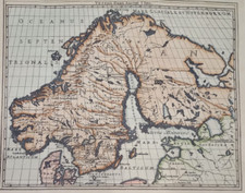 Norvegia Svezia Finlandia STAMPA Mappa Scandinavia Samuel Von Pufendorf 1600