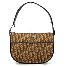 Borsa a tracolla vintage Christian Dior Trotter tela pelle marrone oro autentica