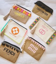 Pochette In Juta Nuova Personalizzata Gaelle Prada Vari Loghi