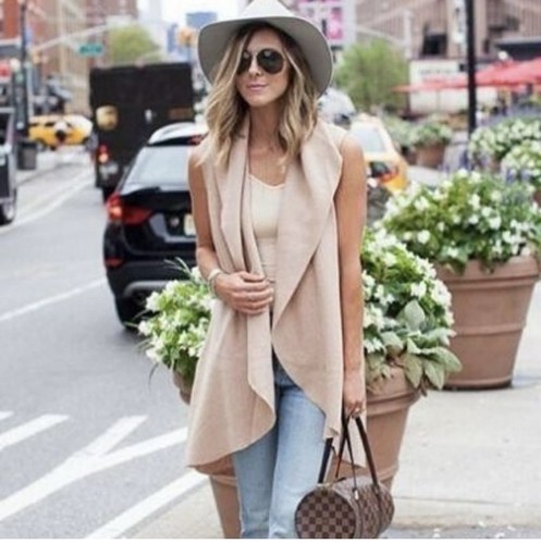 Gilet aperto beige