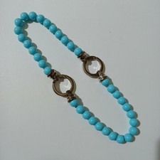 Collana Perle Plastica Turchese Trasformabile In Bracciale Vintage Lung. 44Cm 