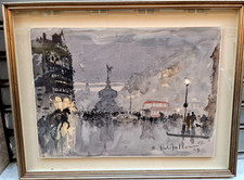 GUIDO FALZONI 1900-1979 PITTORE -LONDRA DEL 1949-ACQUARELLO MOLTO BELLO! GRANDE!