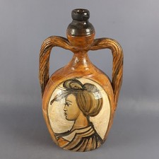 Antica Anfora Maiolica Lui Lei Ritratti Medievali Ceramica Artigianale XX Sec.