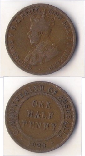 Australia penny 1920 - australia., 1/2