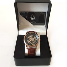 Orologio SS Robert Shlement scheletro automatico Miyota mvmt cinturino pelle marrone