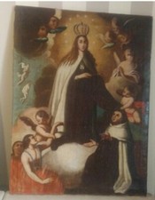 Antico Olio Su Tela Spagnolo