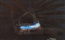 Grande quadro moderno astratto acrilico su tela La notte '71 firmato Caposiena