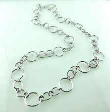  COLLANA DONNA CHANEL ARGENTO 925 COLLANA LUNGA DONNA GRANDI ANELLI