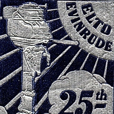 1944 Elto Evinrude Fuoribordo Barca Motori 25° Anniversario Poster Francobollo Cenerentola